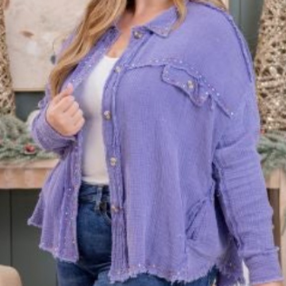 NWOT Peach Love California Lavender Knit Top size small